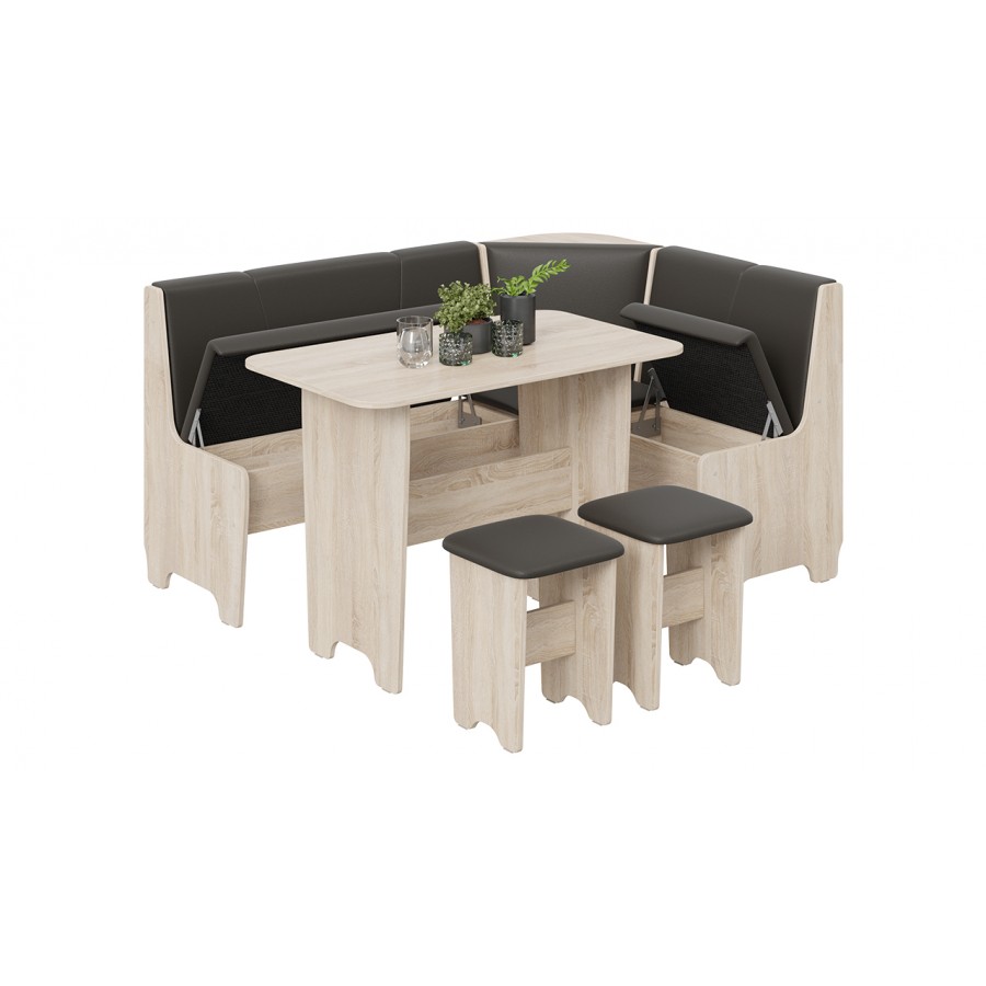 Кухонный уголок «Техас» Исп.1 Дуб Сонома, Экокожа коричневая