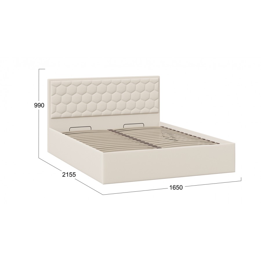 Кровать с ПМ «Порто» (с подъемным механизмом) с заглушиной Велюр Confetti Cream 160 см