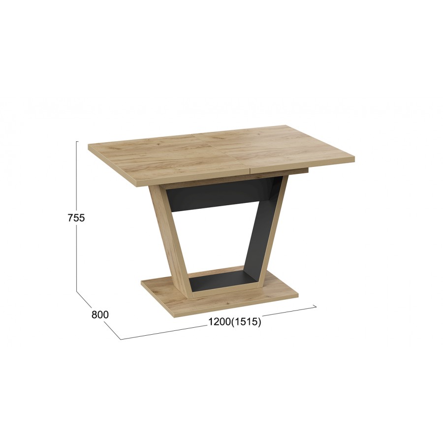 Стол обеденный «Гавана» Тип 1 Дуб Крафт золотой, Черный