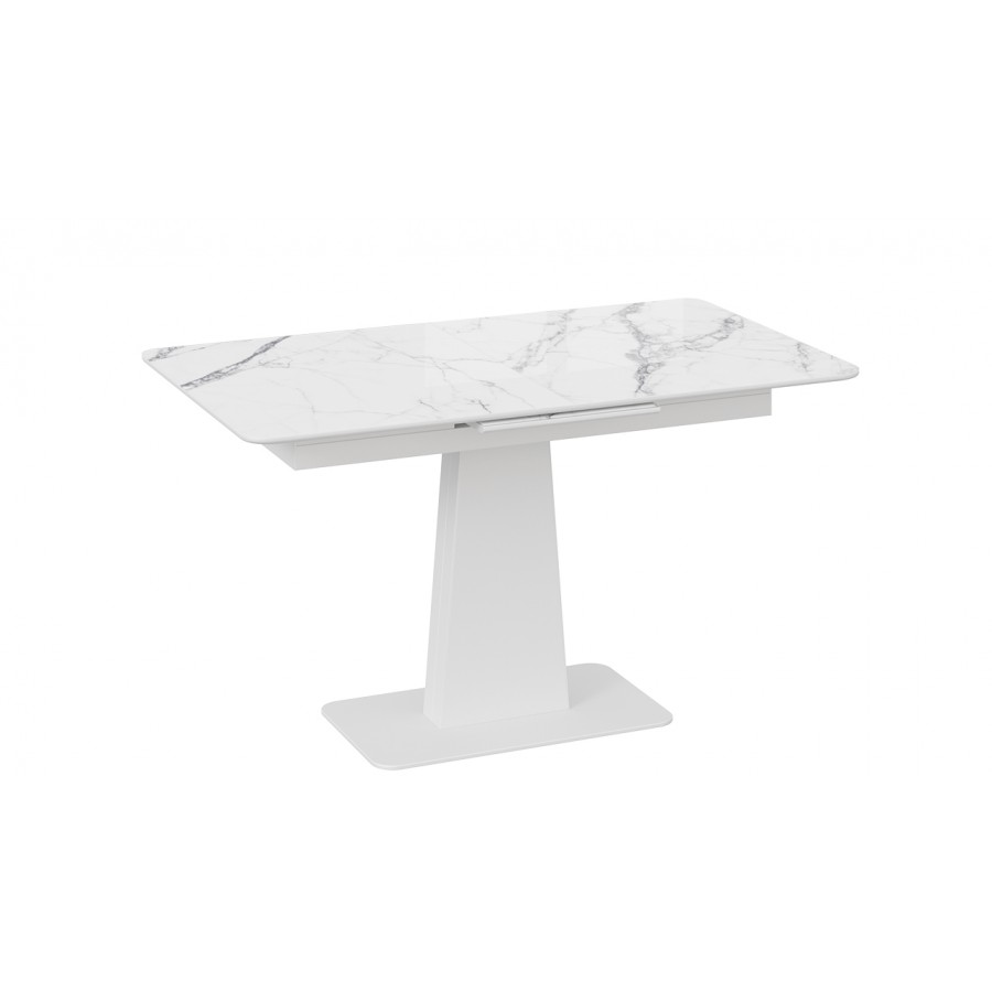 Стол обеденный «Бридж» Белый муар, Стекло глянцевое белый мрамор
