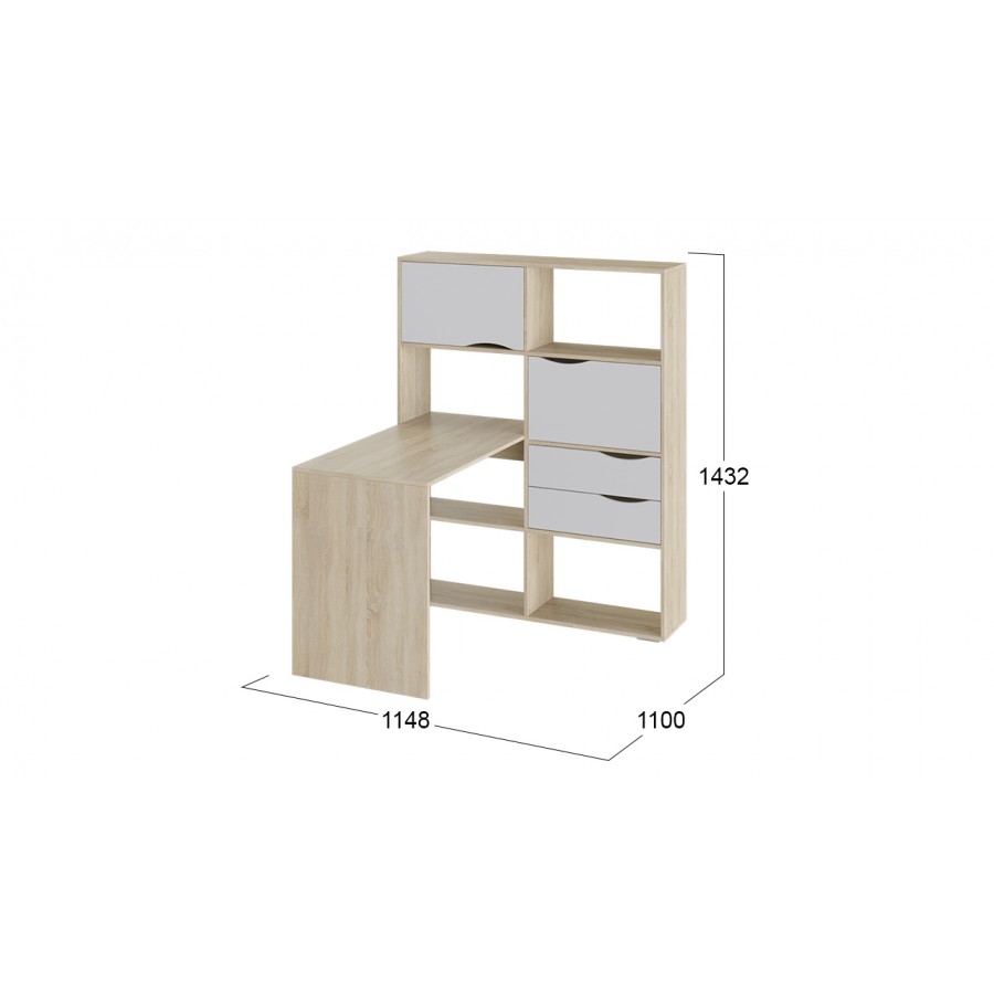 Стол письменный тип 7 Дуб Сонома, Белый Ясень