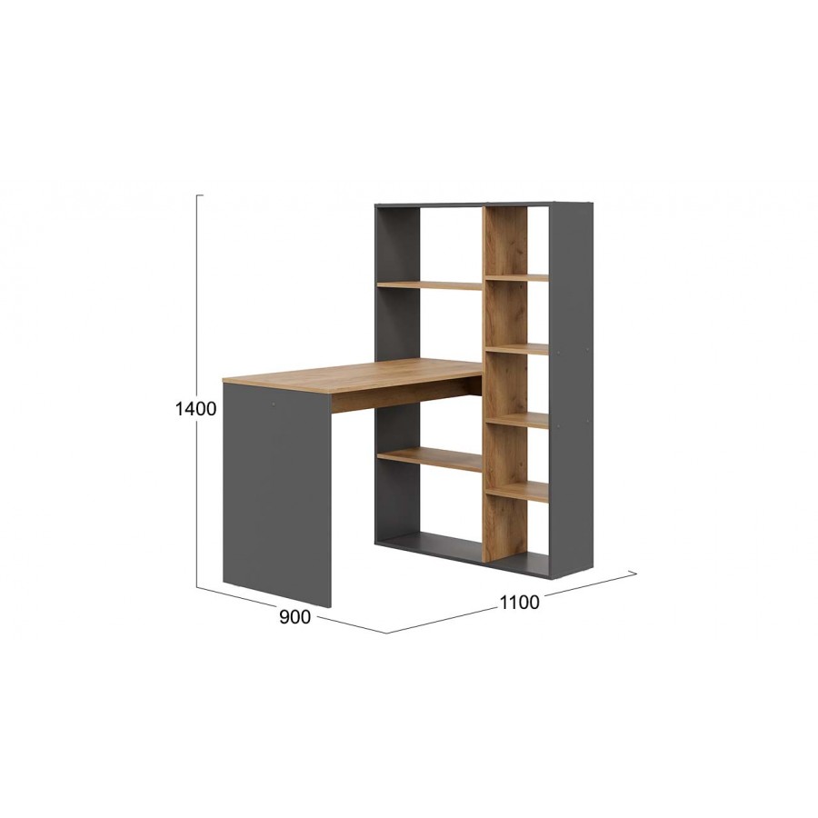 Стол письменный тип 16 Графит Серый/Дуб Крафт Золотой