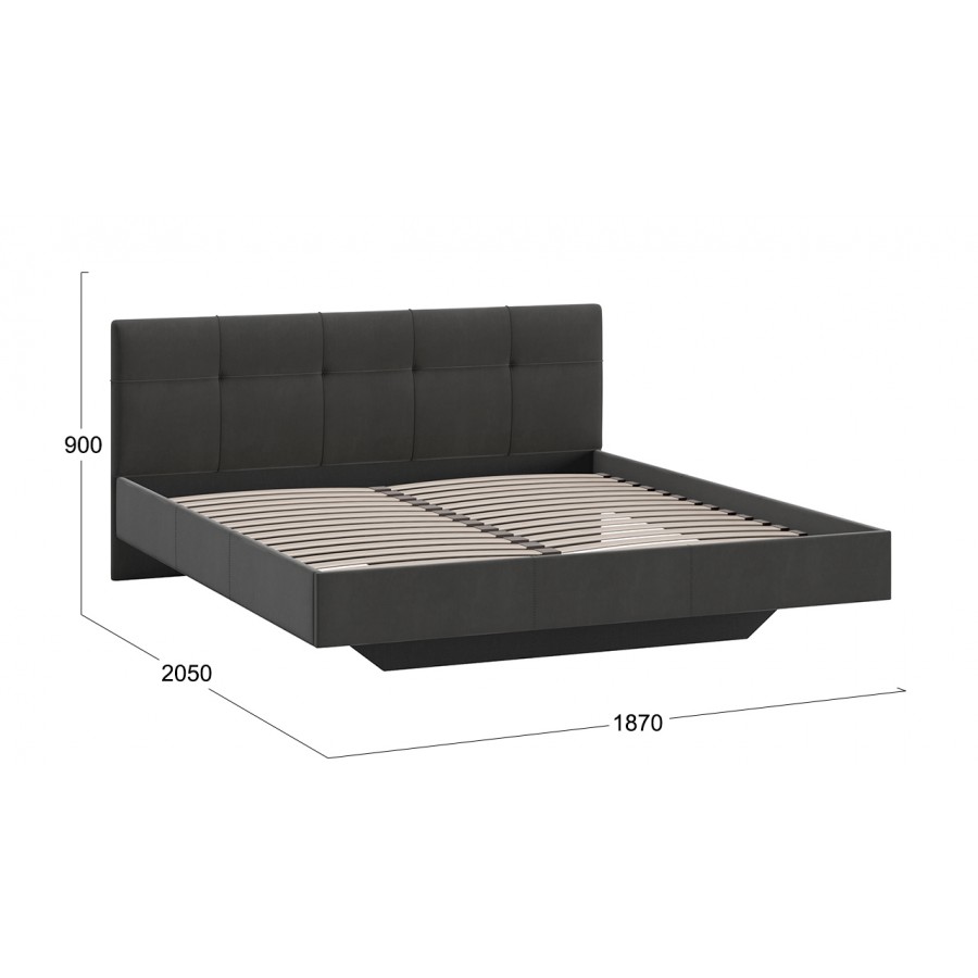 Кровать без ПМ «Элис» Тип 1 (без подъемного механизма) Исп.2 Велюр Графит