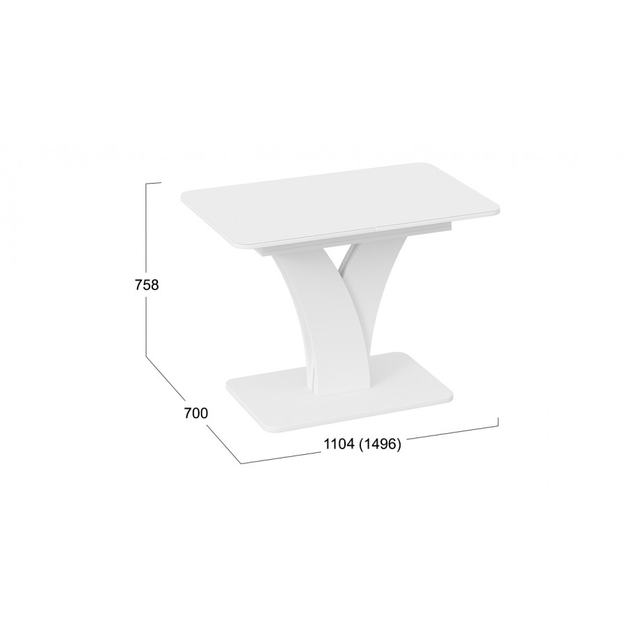 Стол обеденный раздвижной «Люксембург» Тип 2 Белый, Стекло белое матовое
