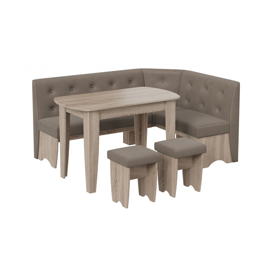 Кухонный уголок «Барселона» Дуб Сонома трюфель, Микровелюр Duna Stone