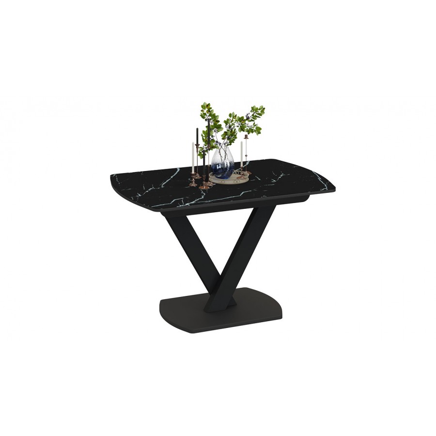 Стол обеденный «Салерно» Тип 1 Черный муар, Стекло черный мрамор