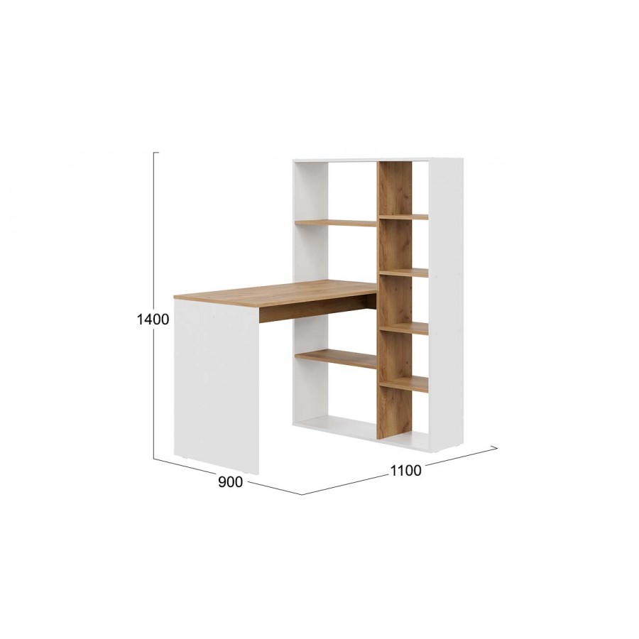 Стол письменный тип 16 Белый Ясень, Дуб Крафт золотой
