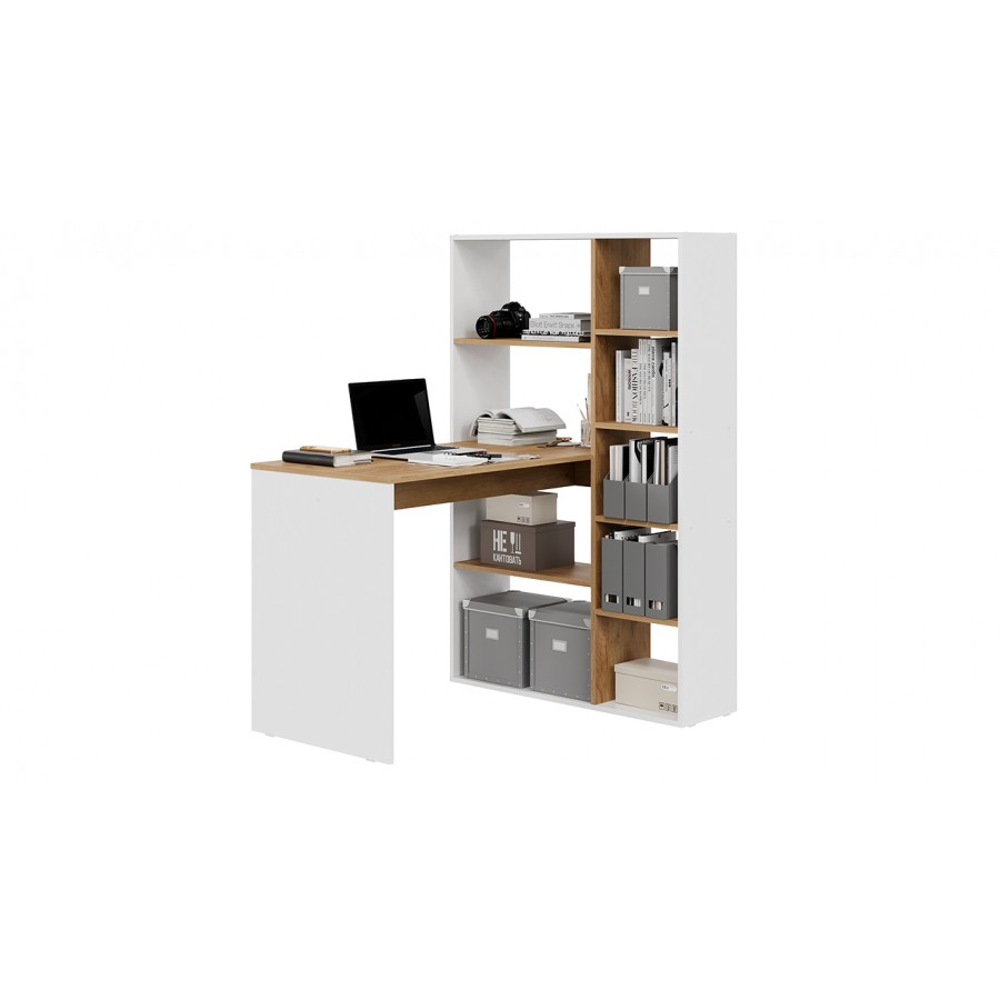 Стол письменный тип 16 Белый Ясень, Дуб Крафт золотой