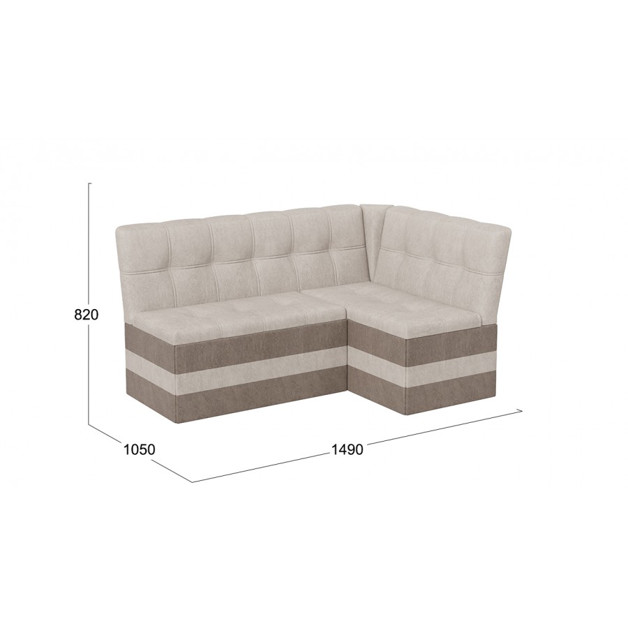 Скамья угловая «Оскар» исп. 2 Микровелюр Wellmart Dark Beige, Latte