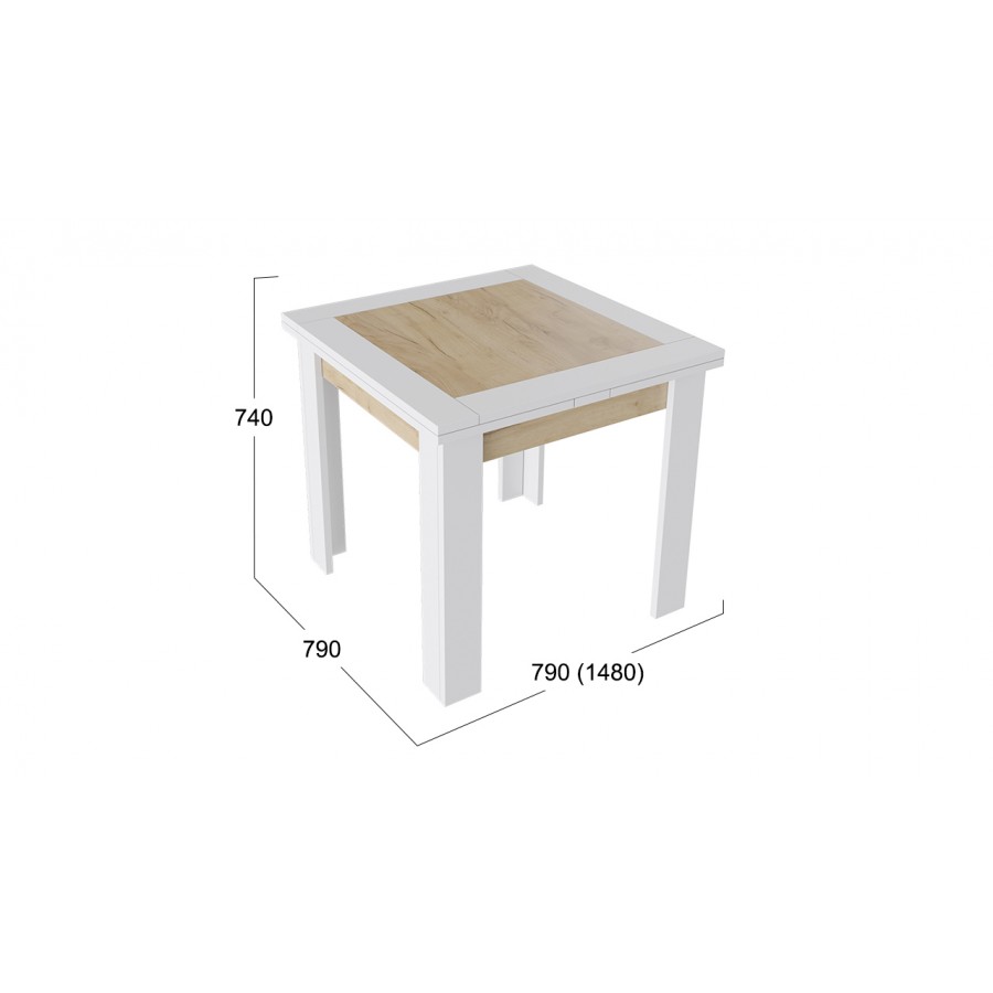 Стол раздвижной «Хьюстон» тип 3 Белый, Дуб Крафт золотой