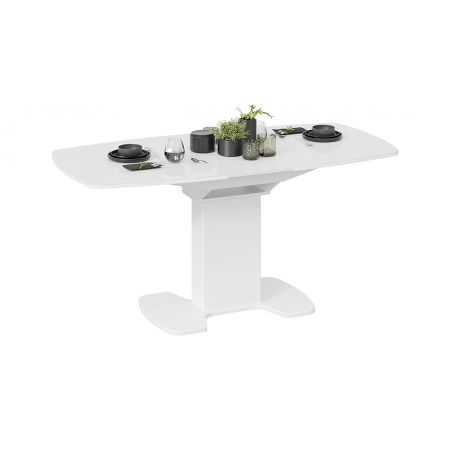 Стол обеденный «Портофино» - СМ(ТД)-105.02.11(1) Белый глянец, Стекло белое