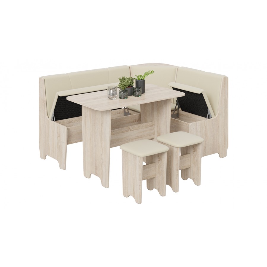 Кухонный уголок «Техас» Исп.1 Дуб Сонома, Экокожа бежевая