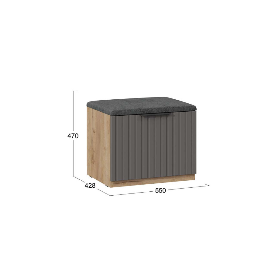 Тумба для обуви «Хилтон» Исп.2.1 - 303.005.000 Дуб Крафт золотой, Графит матовый