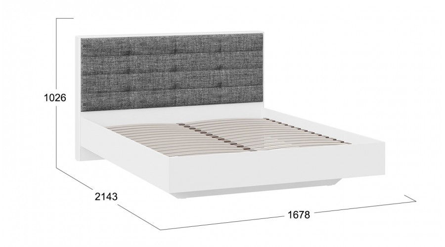 Кровать без ПМ «Тесса» (без подъемного механизма) (Белый Жемчуг/Рогожка серая)