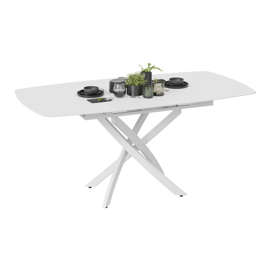 Стол обеденный раздвижной «Манхеттен» Т1 - 122.000.000 Белый муар, Стекло матовое белое