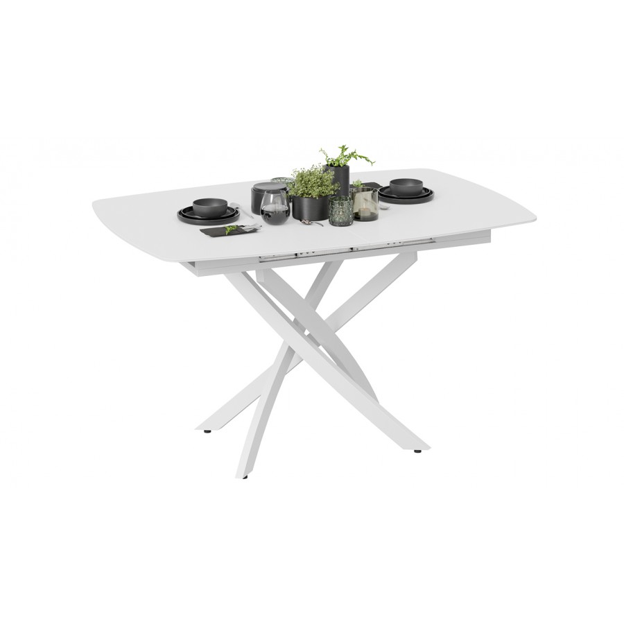 Стол обеденный раздвижной «Манхеттен» Т1 - 122.000.000 Белый муар, Стекло матовое белое