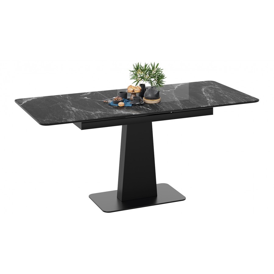 Стол обеденный «Бридж» Черный муар, Стекло глянцевое черный мрамор