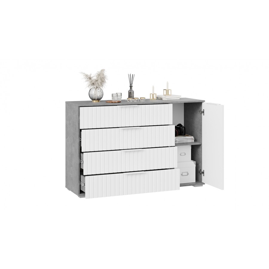 Комод комбинированный «Хилтон» - 402.012.000 Ателье светлый, Белый матовый