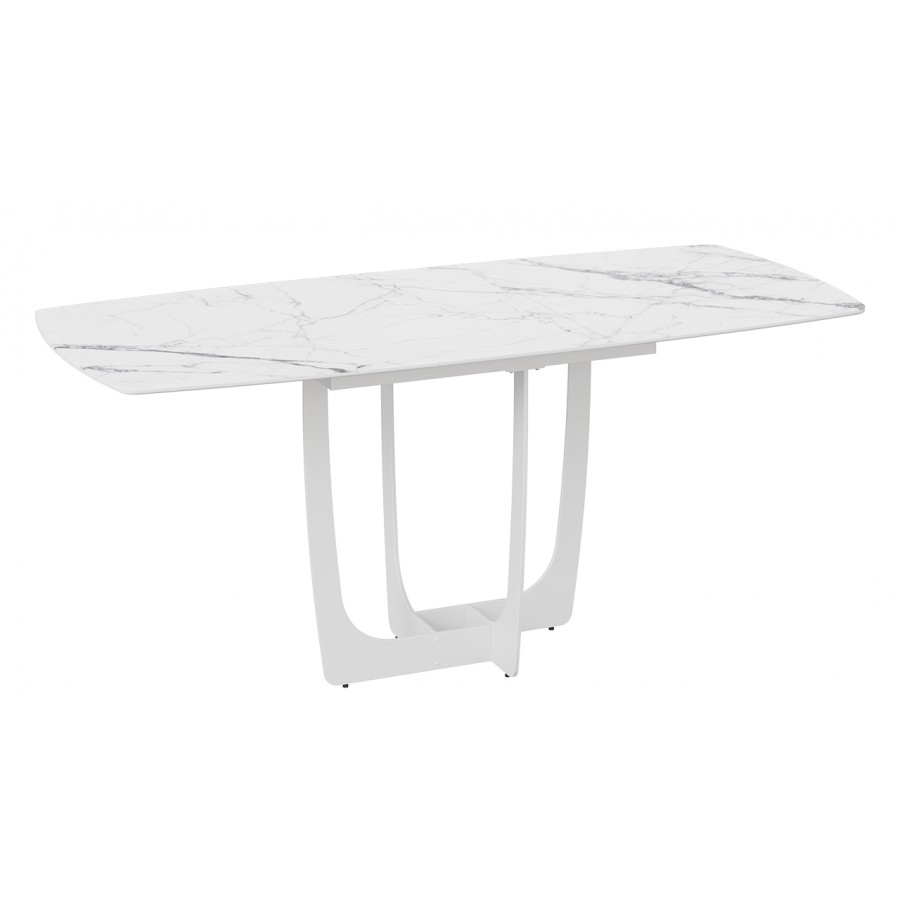 Стол обеденный «Орфей» Белый муар, Стекло глянцевое белый мрамор