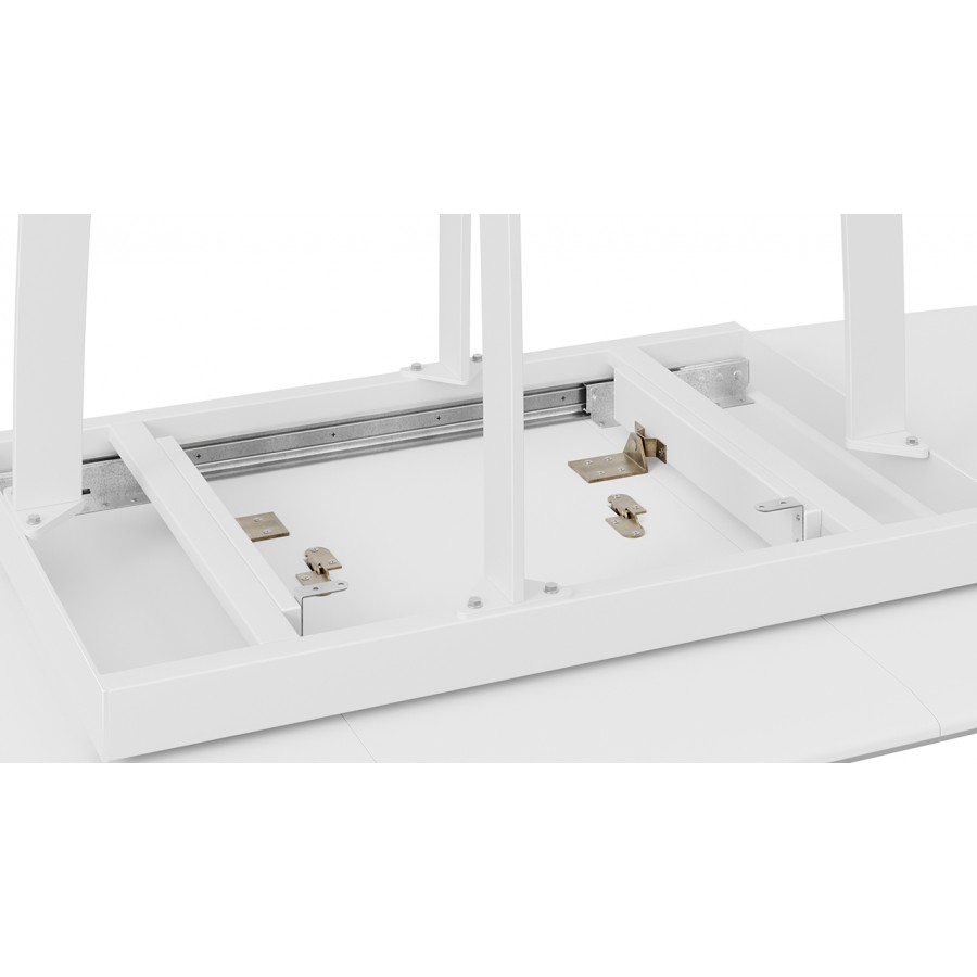 Стол обеденный «Орфей» Белый муар, Стекло глянцевое белый мрамор