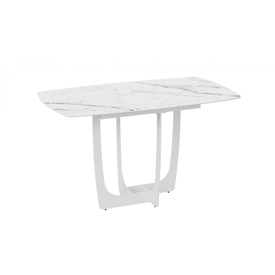 Стол обеденный «Орфей» Белый муар, Стекло глянцевое белый мрамор
