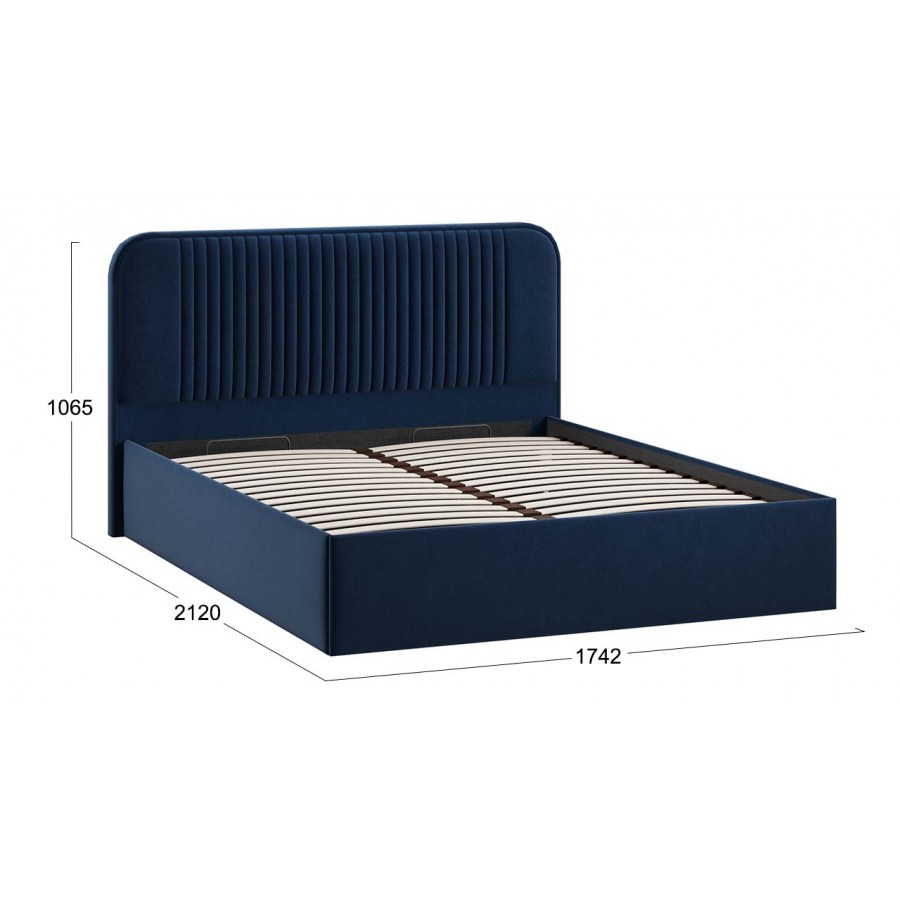 Кровать с ПМ «Тиффани» Тип 1 с заглушиной Микровелюр Wellmart Blue