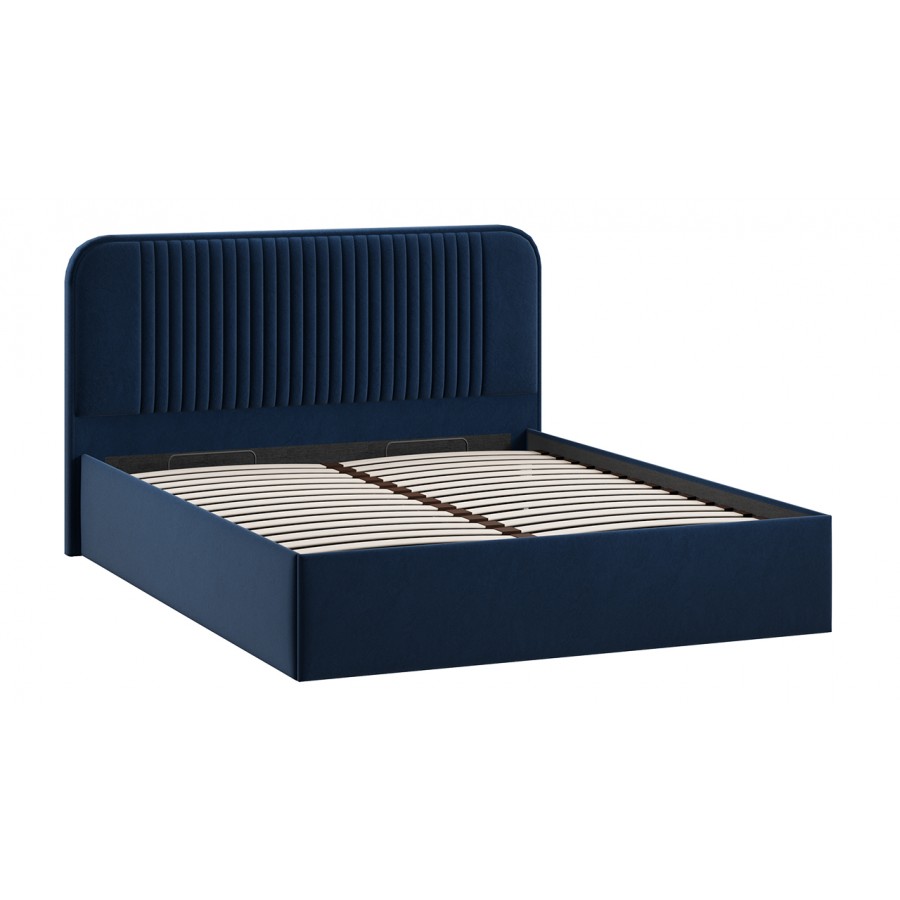 Кровать с ПМ «Тиффани» Тип 1 с заглушиной Микровелюр Wellmart Blue