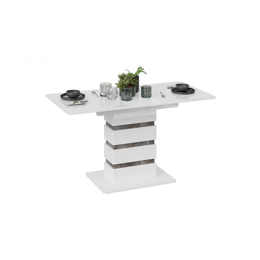 Стол обеденный «Мадейра» Тип 1 Белый глянец, Ателье темный