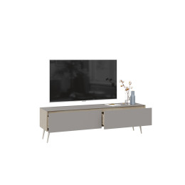 Тумба для теле- и радиоаппаратуры «Глосс» с опорами - СМ-319.03.011 Баттл Рок, Стекло Светлый Stone(St), Бежевый