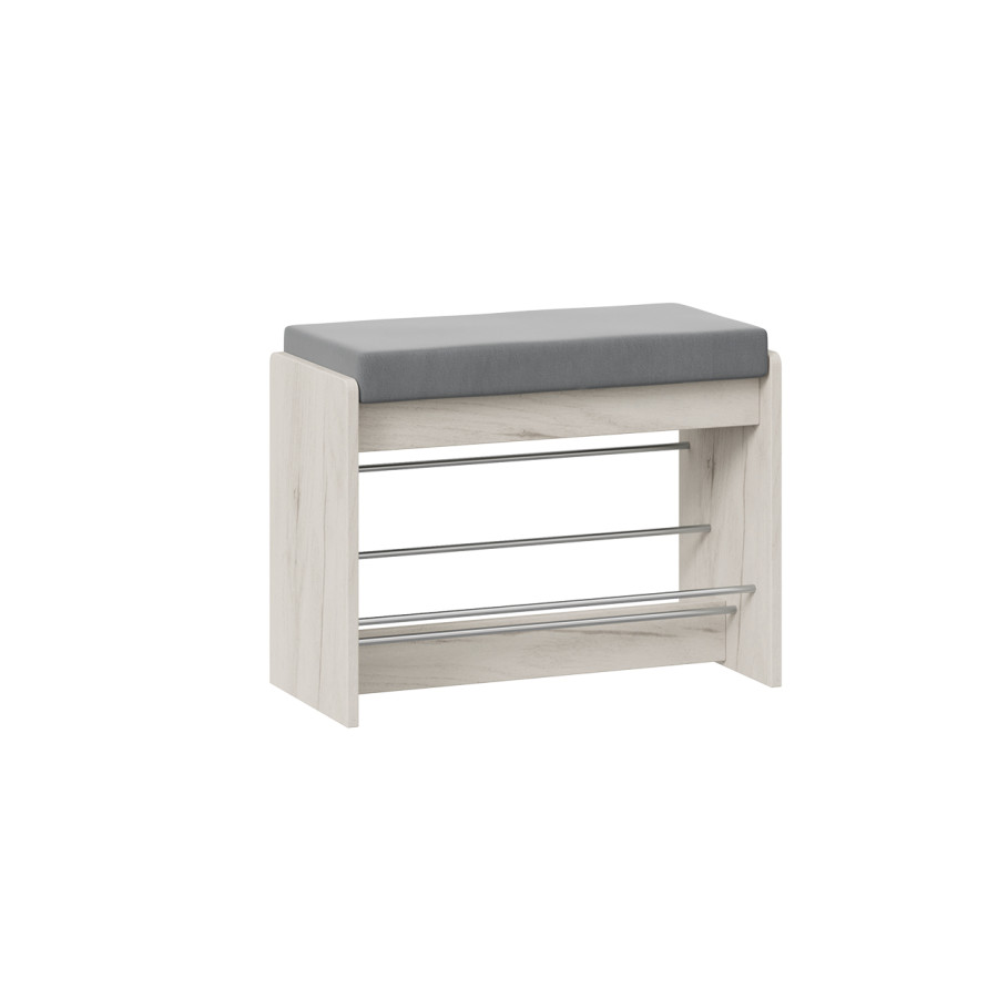 Тумба для обуви «Тайм» тип 1 Дуб Крафт белый, Велюр Серый