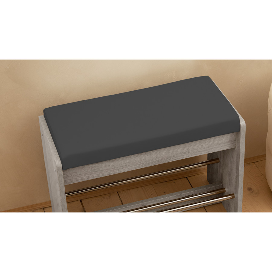 Тумба для обуви «Тайм» тип 1 Дуб Крафт белый, Велюр Серый