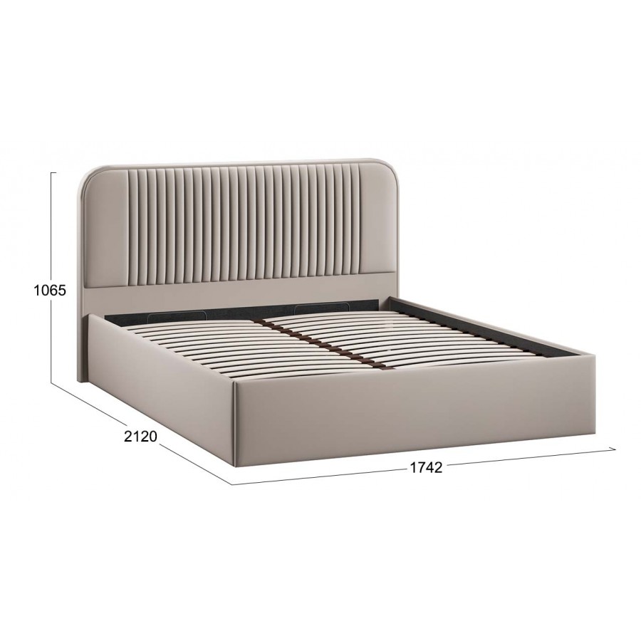 Кровать с ПМ «Тиффани» Тип 1 с заглушиной Велюр Confetti Smoke