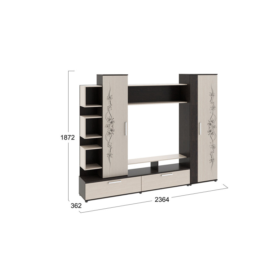 Стенка «Дакота» Венге Цаво, Дуб молочный с рисунком