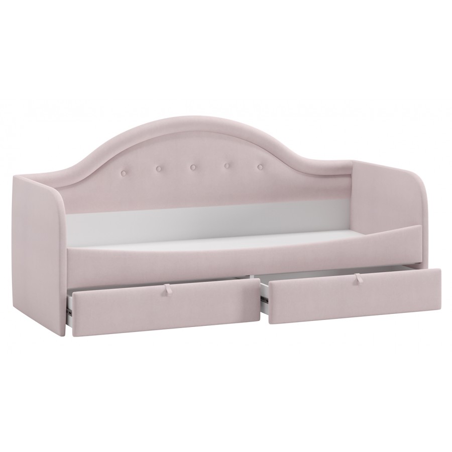 Кровать «Адель» с мягкой спинкой тип 1 Велюр пудровый