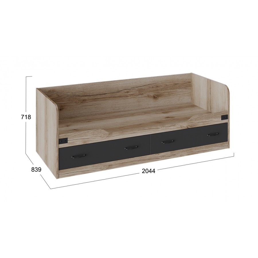 Кровать с ящиками «Окланд» - ТД-324.12.01 Фон черный, Дуб Делано