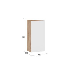 Шкаф навесной «Порто» - ТД-393.03.27 Яблоня Беллуно, Белый софт