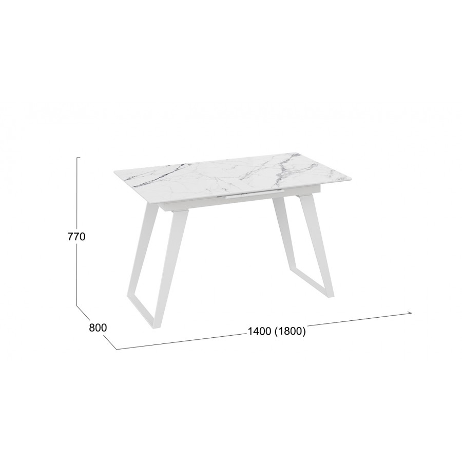 Стол обеденный «Техно» Белый муар, Стекло глянцевое белый мрамор