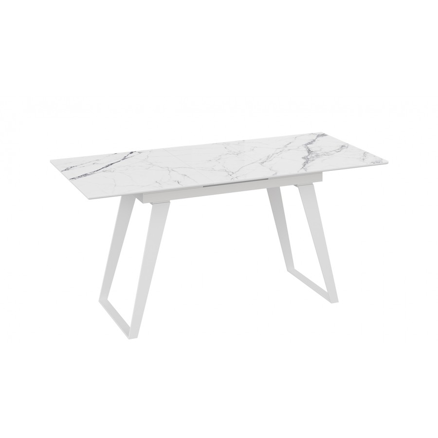 Стол обеденный «Техно» Белый муар, Стекло глянцевое белый мрамор