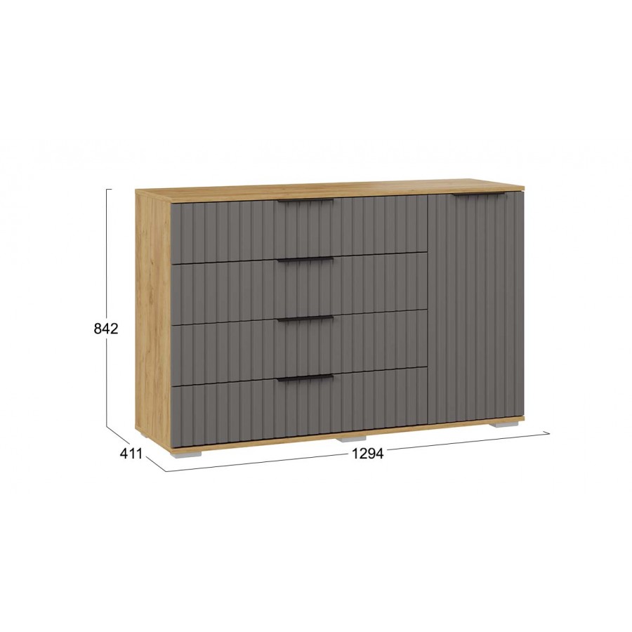 Комод комбинированный «Хилтон» - 402.012.000 Дуб крафт золотой, графит матовый