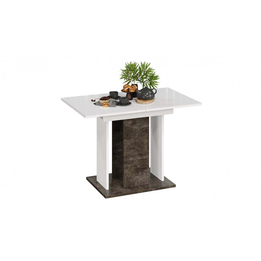 Стол раздвижной «Кёльн» Тип 1 - 008.000.000 Ателье темный, Белый, Стекло Белый глянец