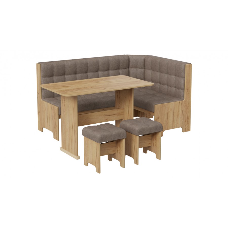 Кухонный уголок «Флорида» Дуб Крафт золотой, Микровелюр Wellmart Latte