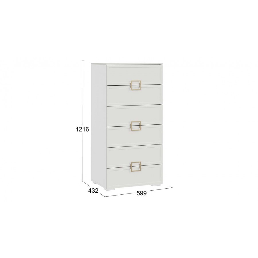 Комод «Стелла» - 402.04 Белый холст, Белый Жемчуг