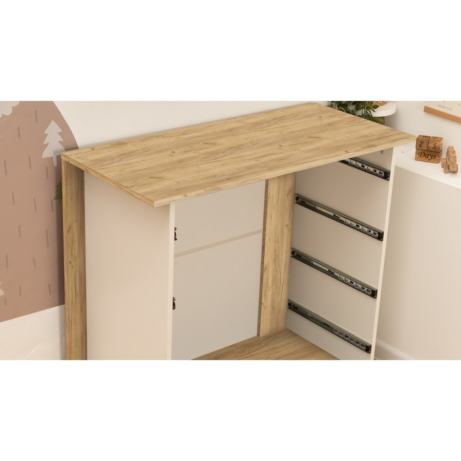 Комод «Миранда» - 202.002.000 Дуб Крафт золотой, Белый глянец