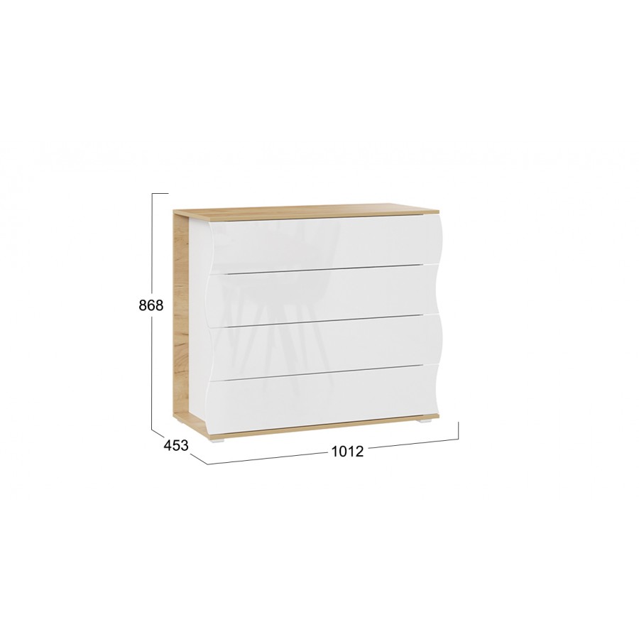 Комод «Миранда» - 202.002.000 Дуб Крафт золотой, Белый глянец