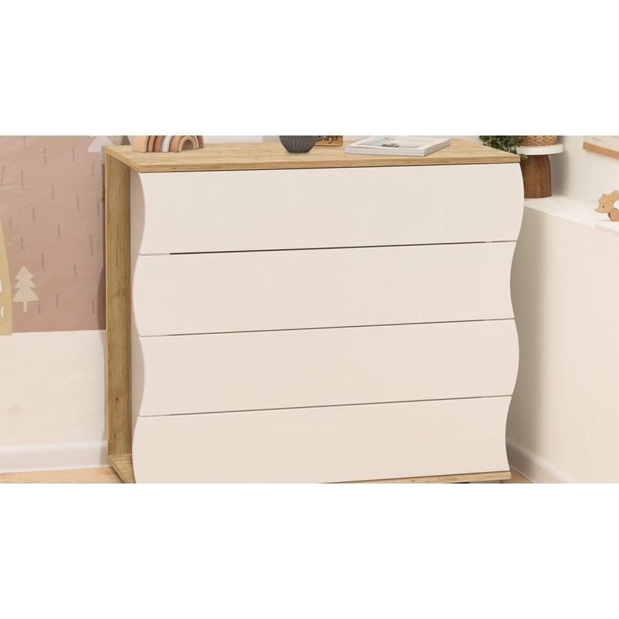 Комод «Миранда» - 202.002.000 Дуб Крафт золотой, Белый глянец