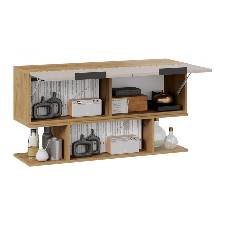 Шкаф настенный с полкой «Хилтон» (1100) Дуб Крафт золотой, Мокко матовый