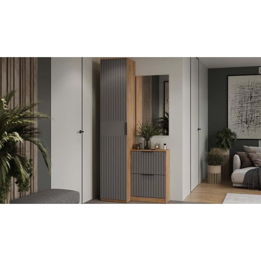 Тумба для обуви «Хилтон» Исп.2 - 303.012.000 Дуб Крафт золотой, Графит матовый