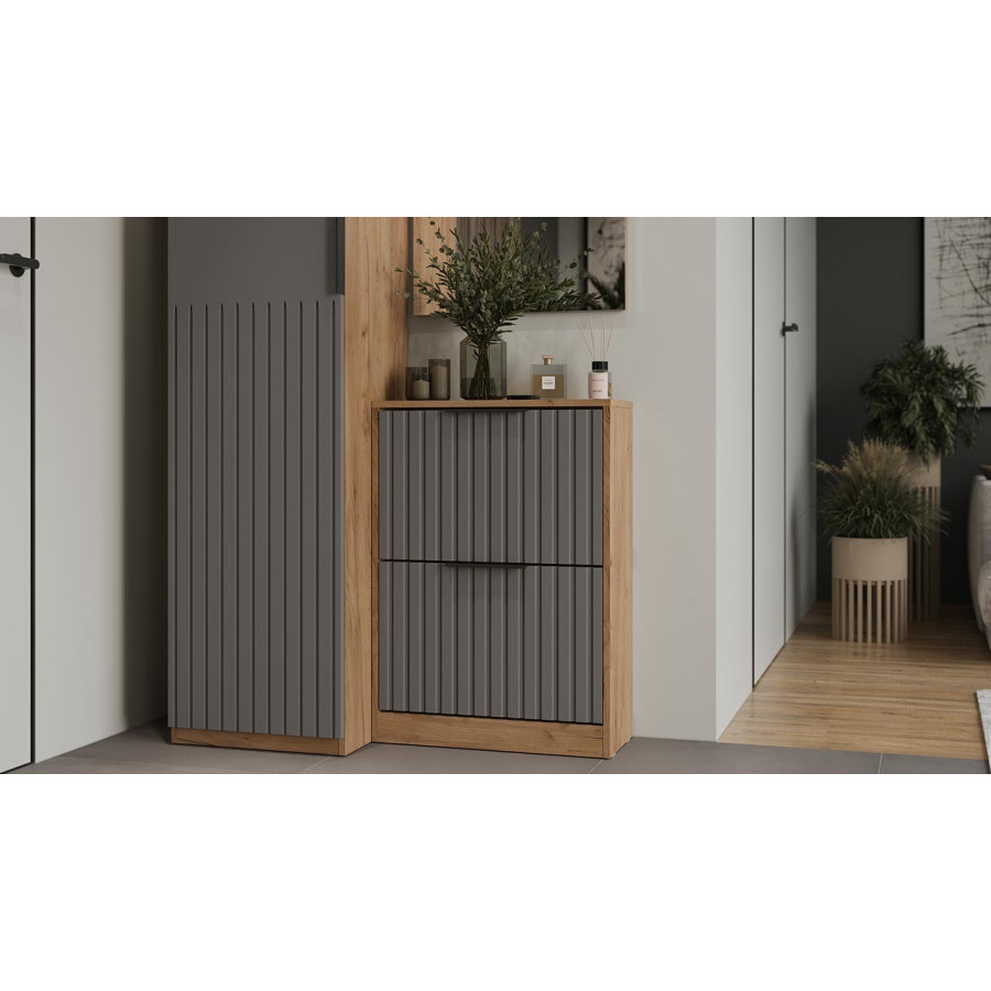 Тумба для обуви «Хилтон» Исп.2 - 303.012.000 Дуб Крафт золотой, Графит матовый