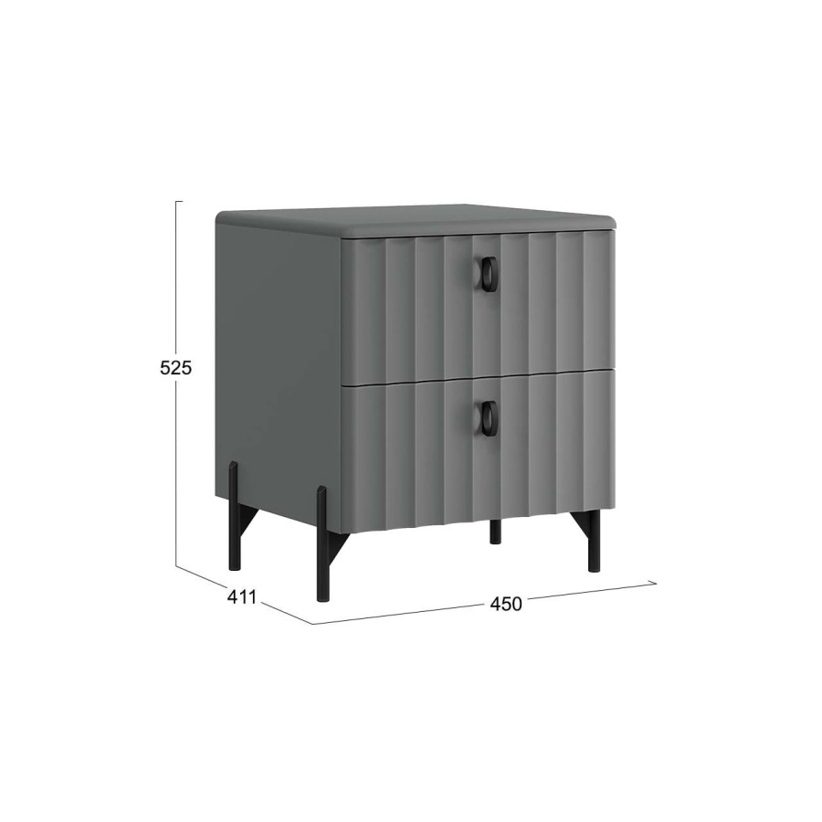 Тумба прикроватная «Тиффани» - 407.002.000 Базальт, Грей софт